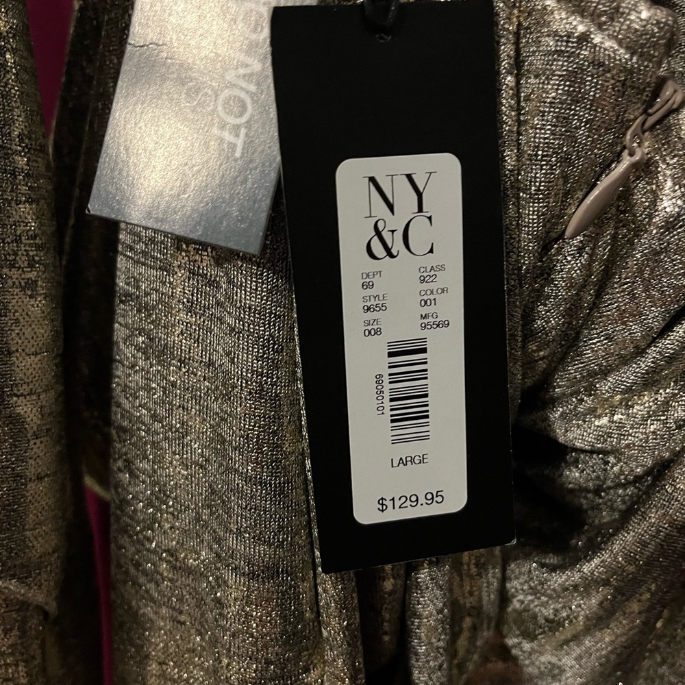 NWT NY&C Gabrielle Union Shimmery Gold Draped Women's Dress - Large - $130 - Picture 5 of 5
